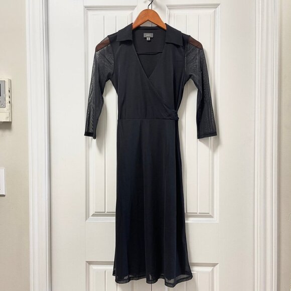 Mexx Sheer Sleeve Wrap Tie Dress Black – XS - Picture 1 of 14